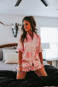 Pink Howdy Pajama Ruffle Shorts Set