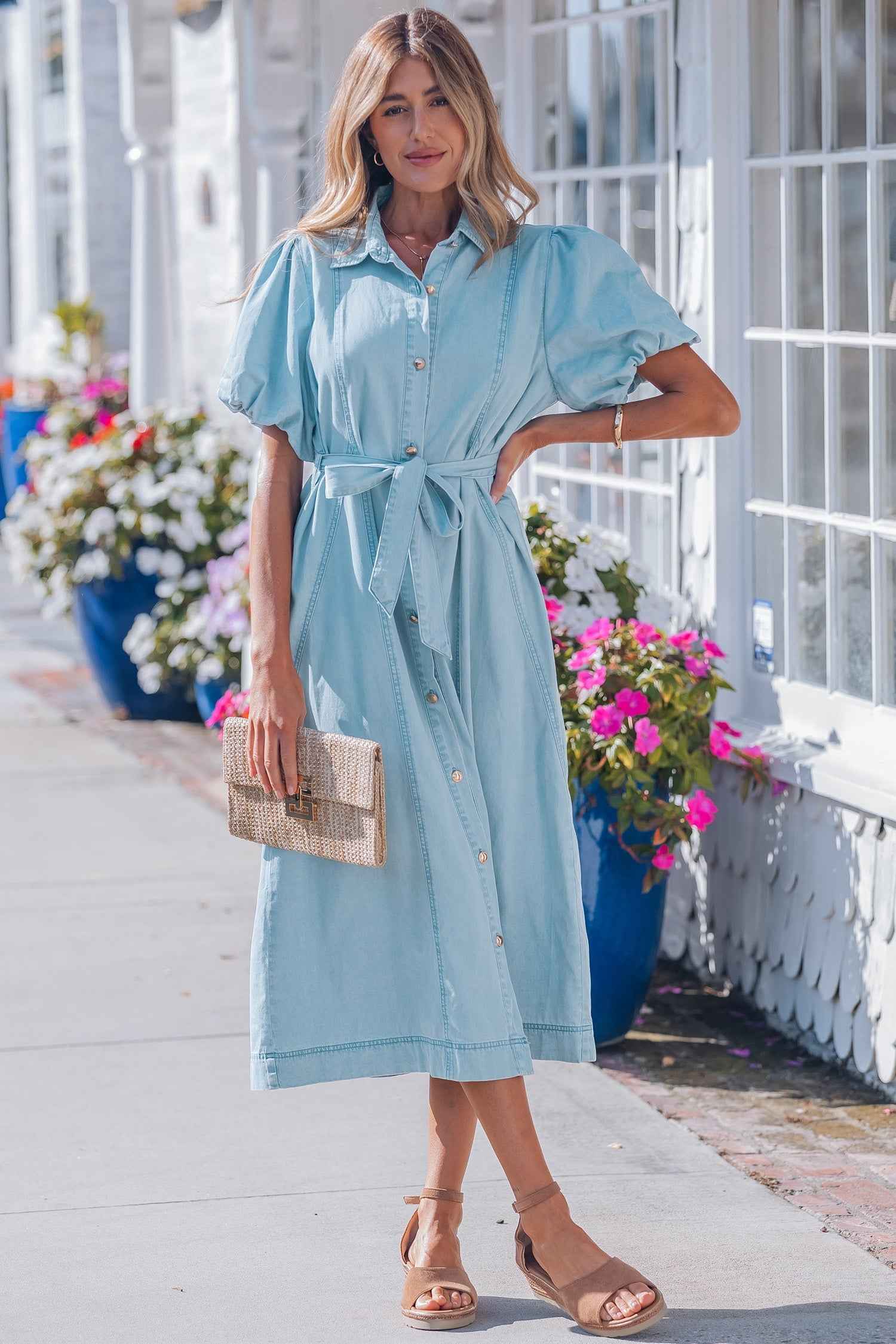 Shiloh Bubble Sleeve Long Dress