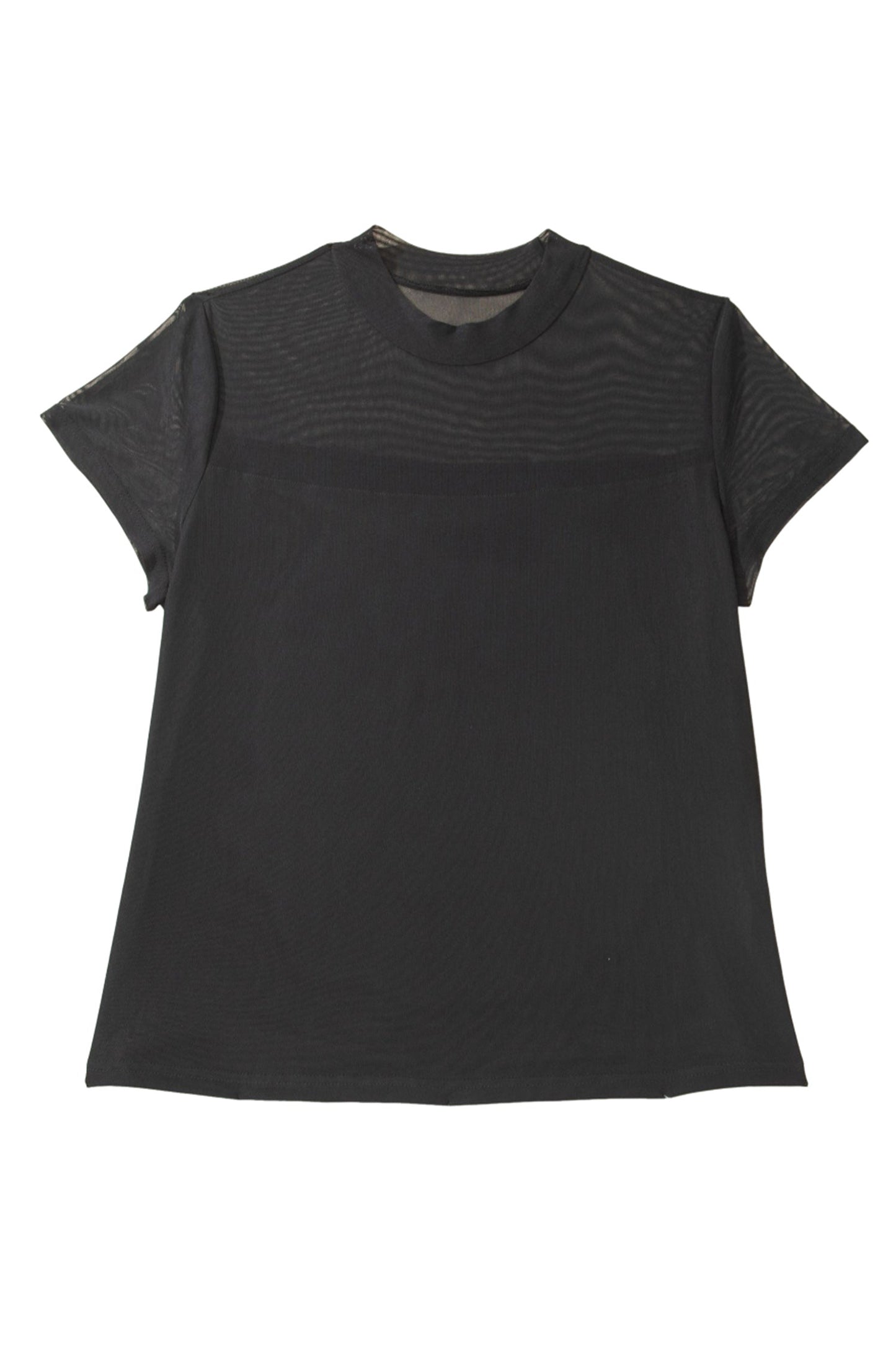 Plus Size Sheer Mesh Panel Short Sleeve Top