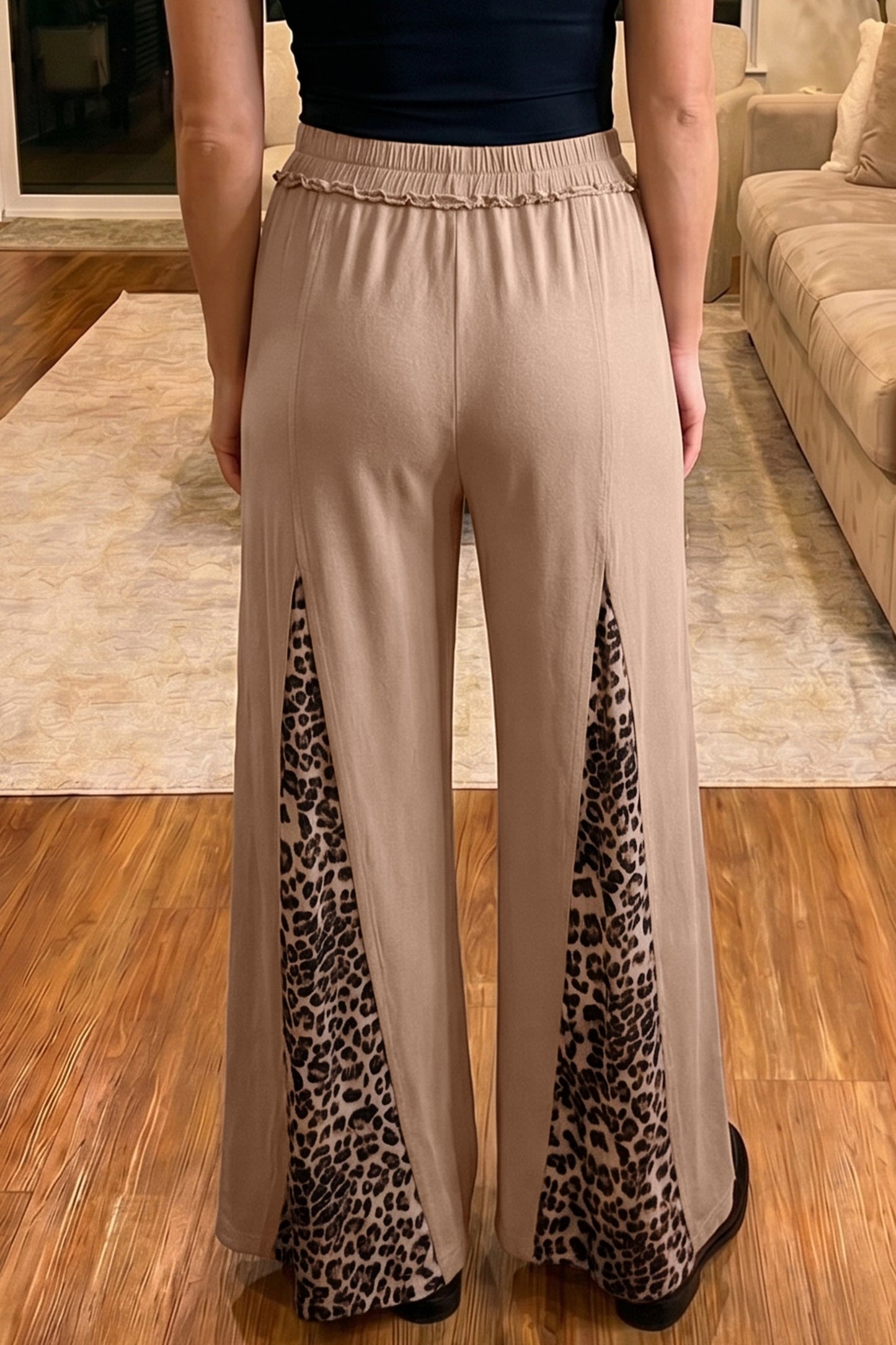 Leopard Patchwork Mineral Wash Wide Leg Pants