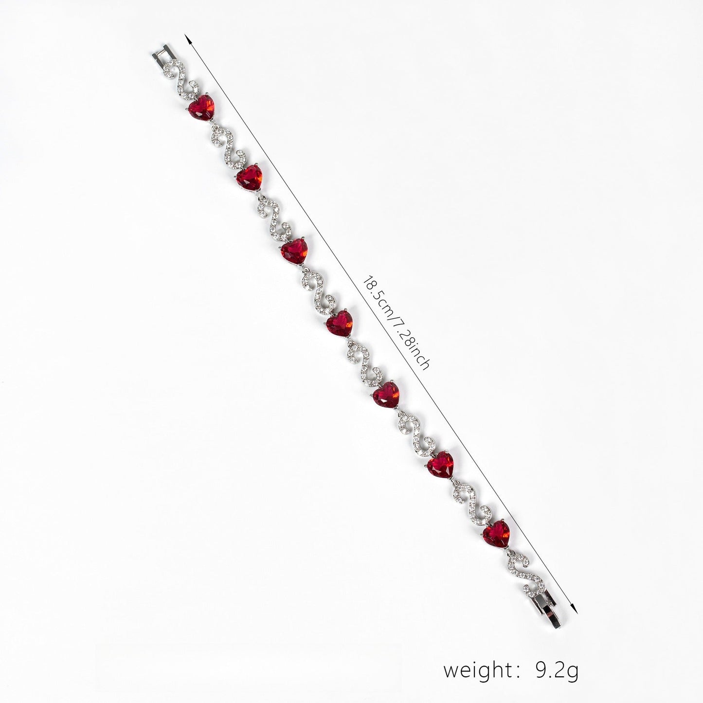 S925 Silver Number-Spliced Heart & Cubic Zirconia Bracelet