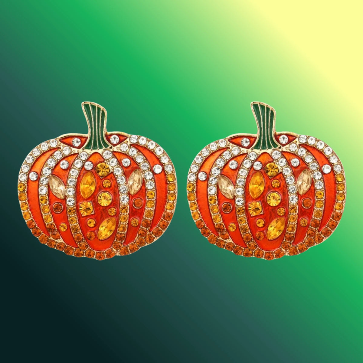 Halloween Pumpkin Rhinestone Stud Earrings