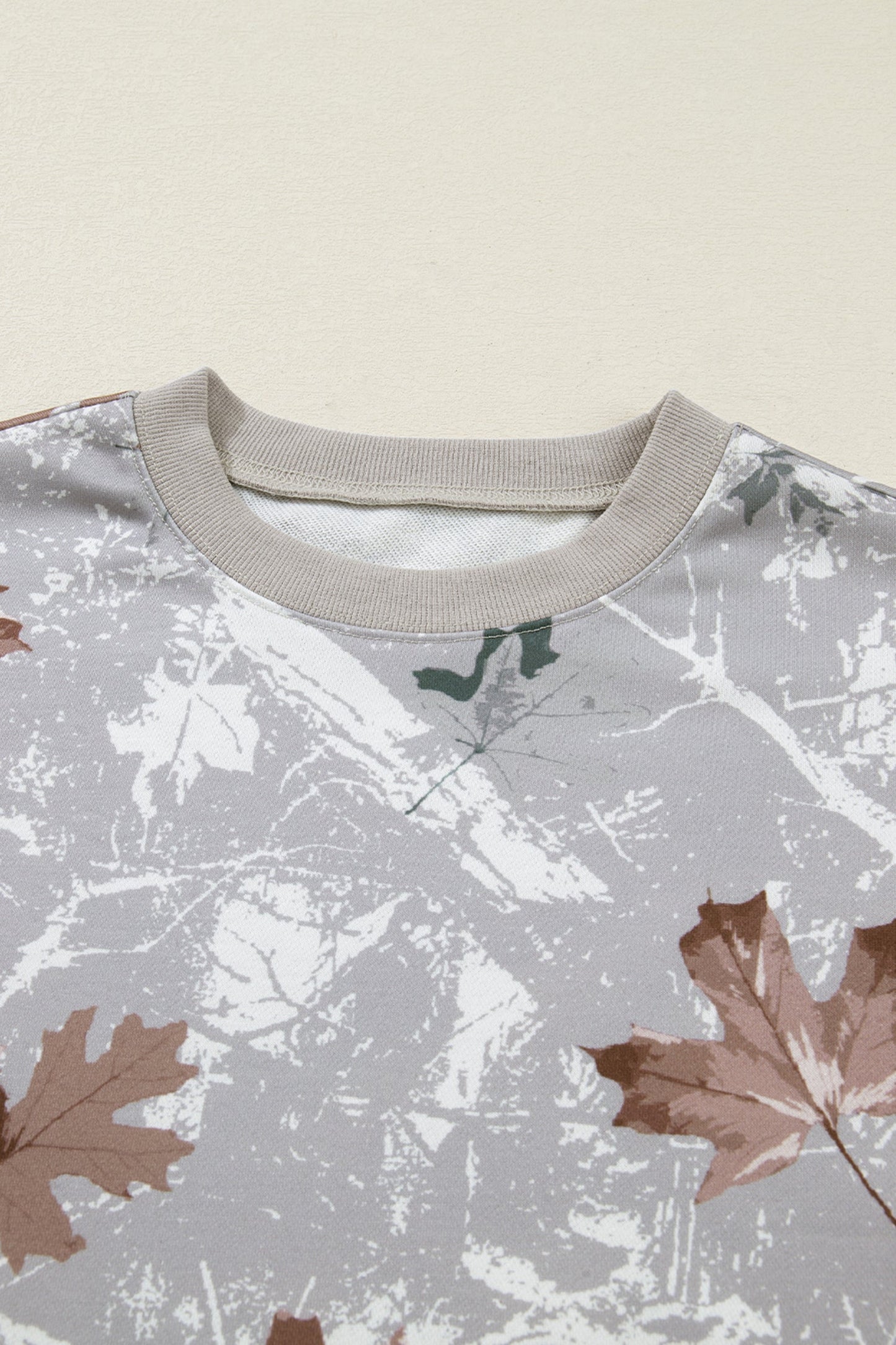 Camo Varsity Stripe Dropped Shoulder Sweatshirt