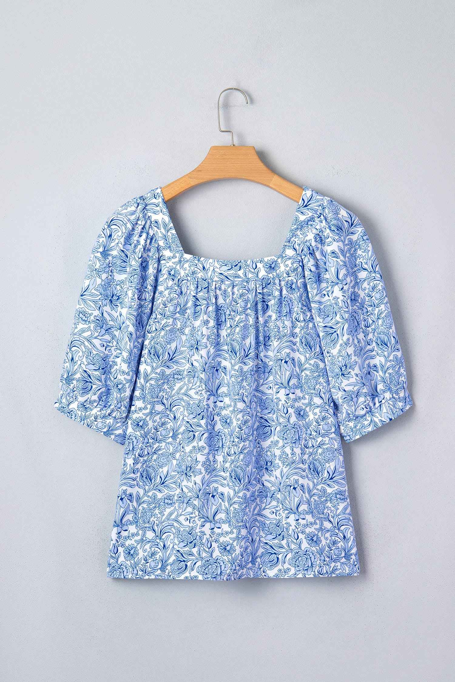 Lyanna Sleeve Pleated Floral Blouse