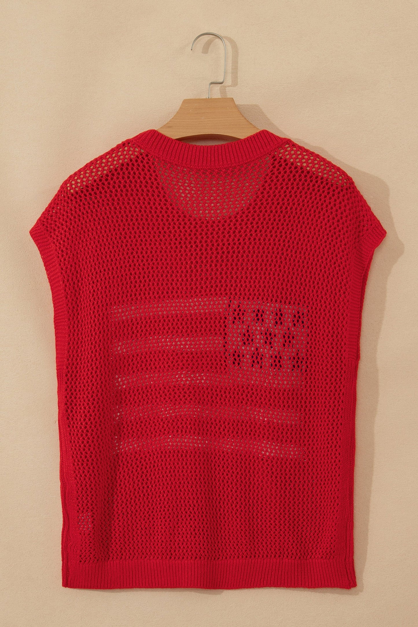 USA Flag Crochet Short Sleeve Sweater Top