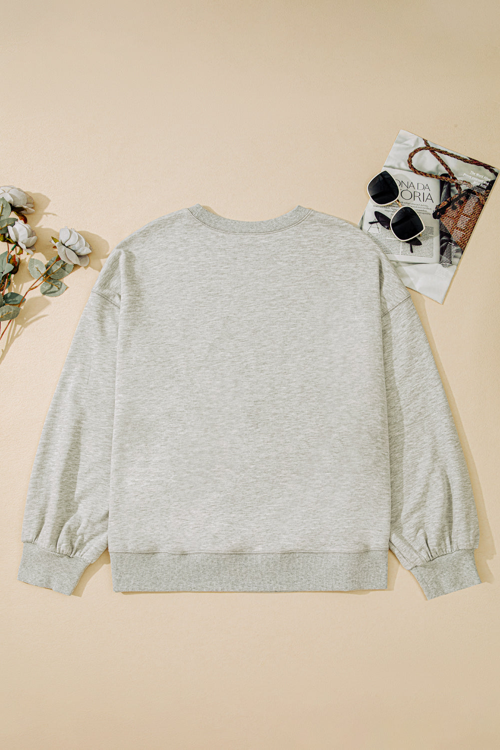 Plus Size Bow Tie Embroidered Drop Shoulder Sweatshirt