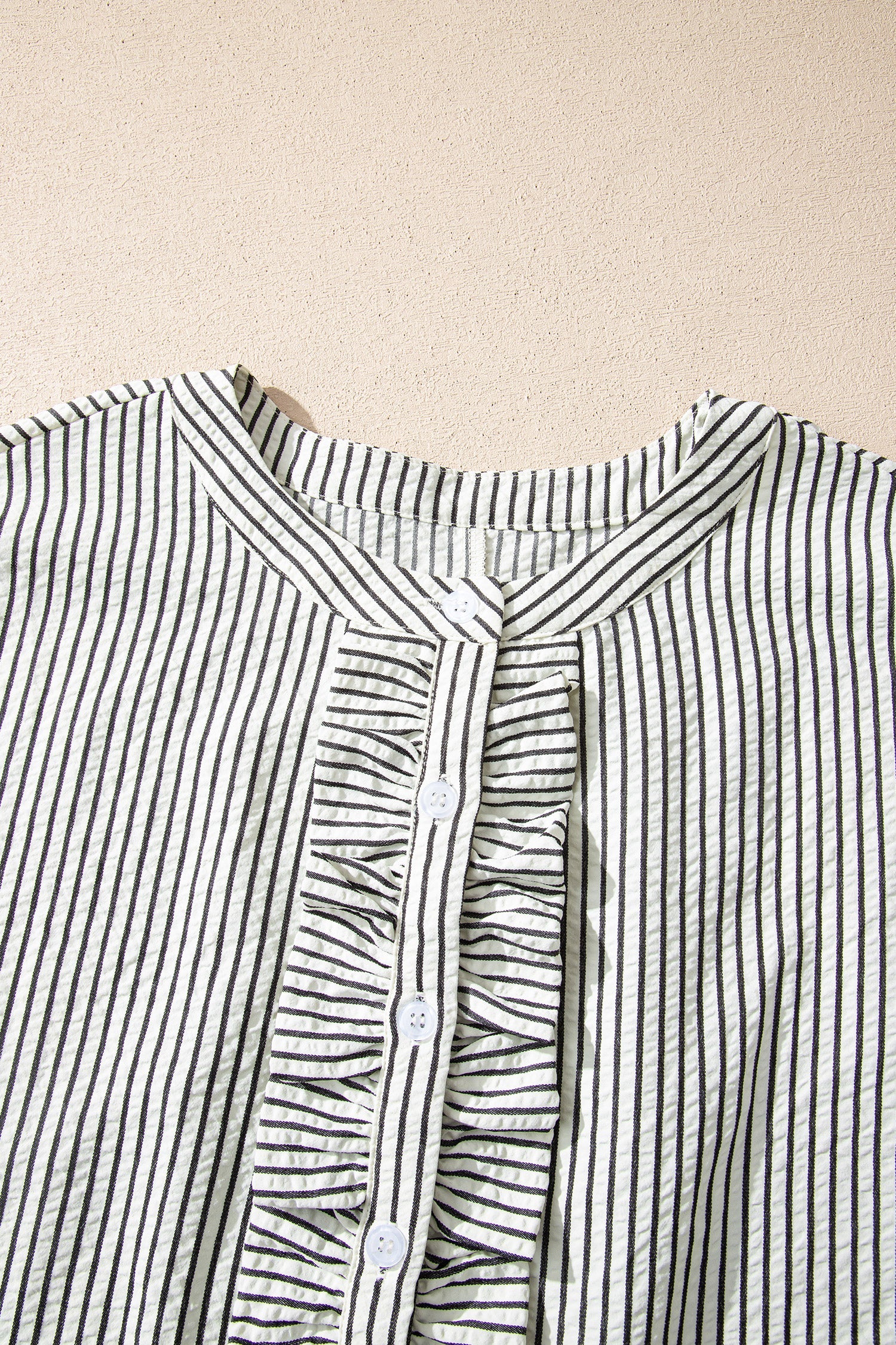 Stripe Frilled Half Buttoned Maxi Dress