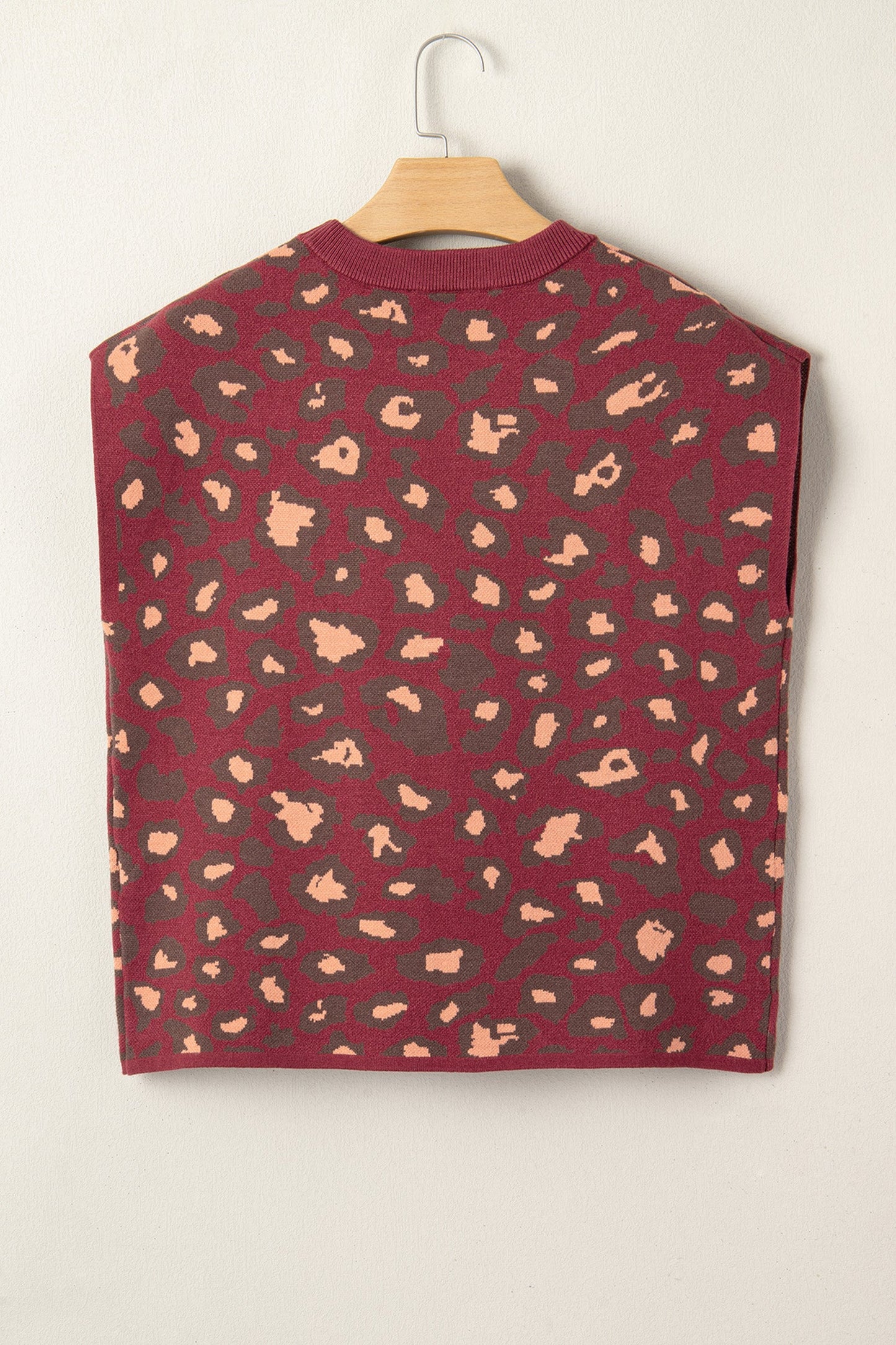 Leopard Cap Sleeve Textured Knit Top