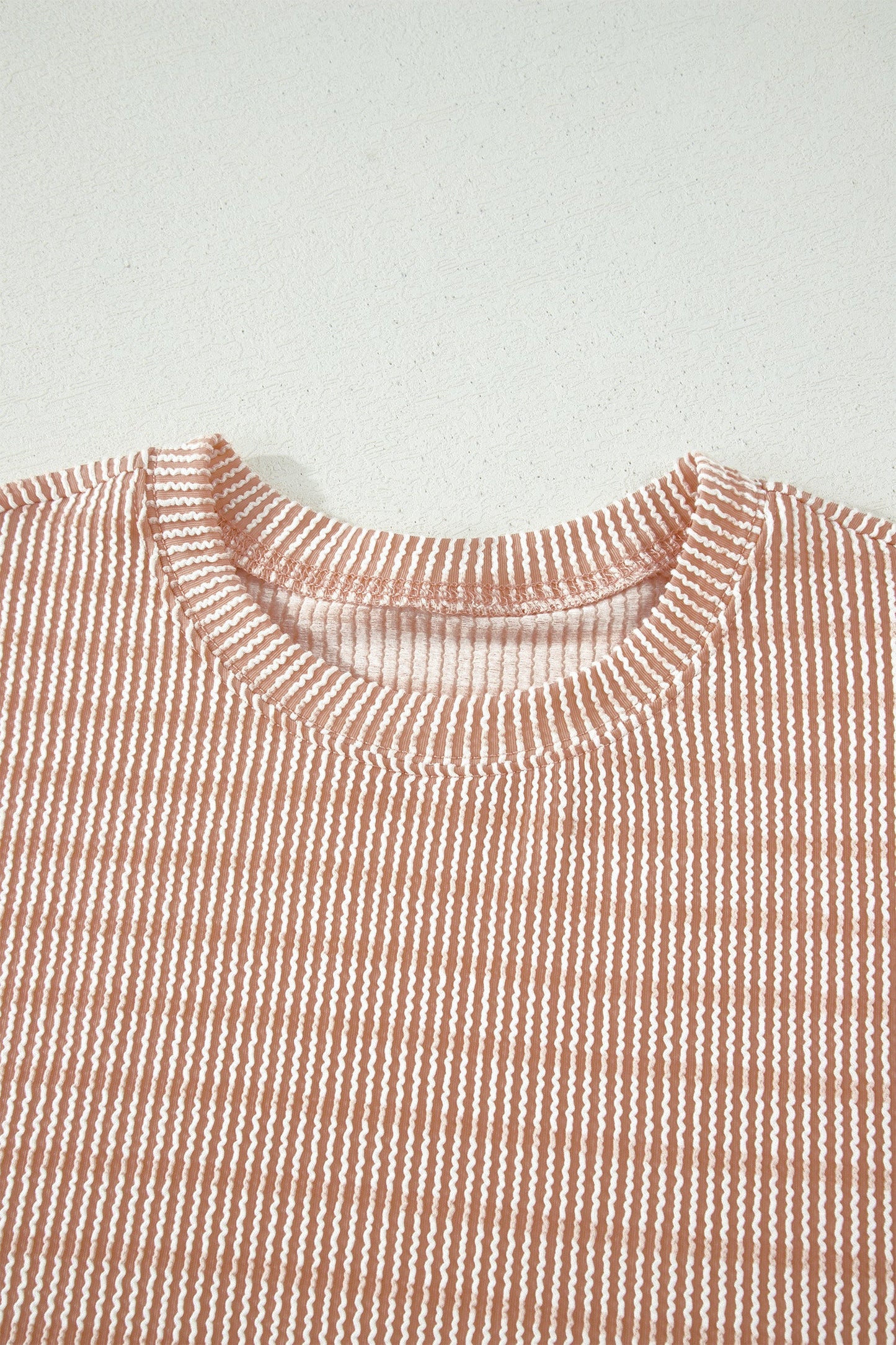 Stripe Ribbed Loose Tee & Drawstring Short Set
