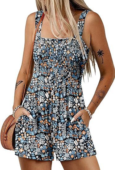 Floral Print Sleeveless Beach Jumpsuit