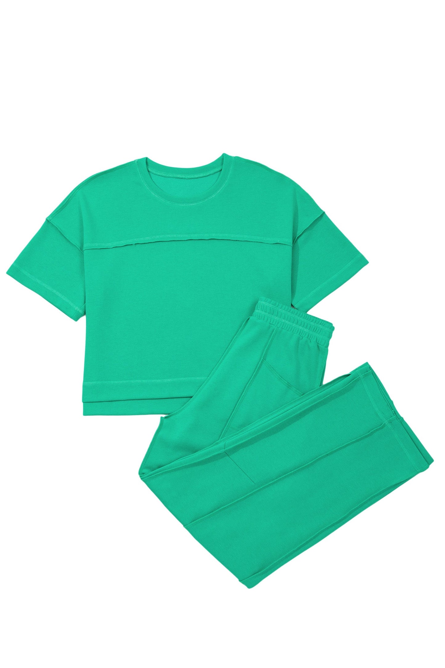 Solid Drop Shoulder Boxy Tee & Barrel Pants Set