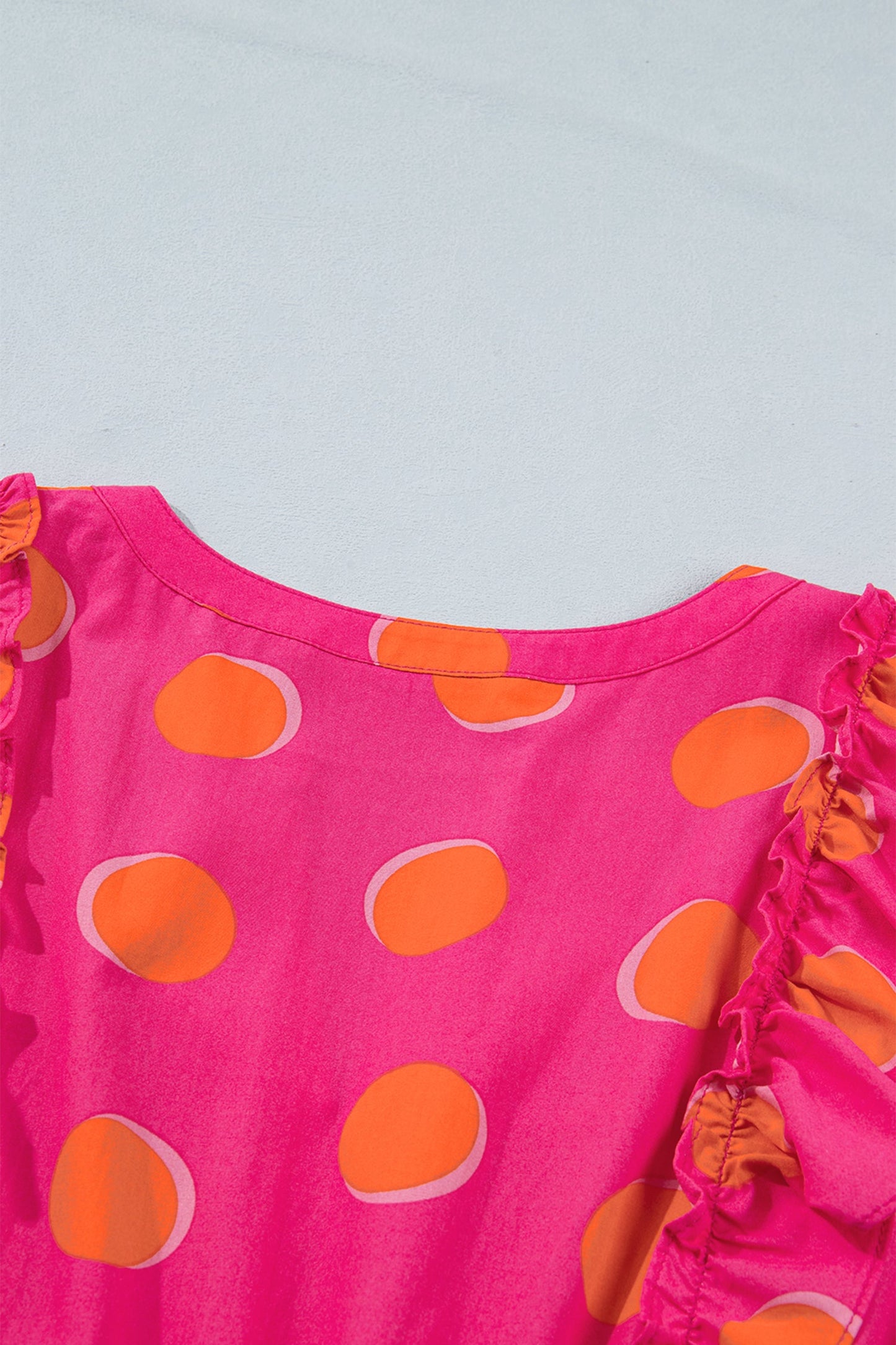 Polka Dot V-Neck Ruffle Belted Mini Dress
