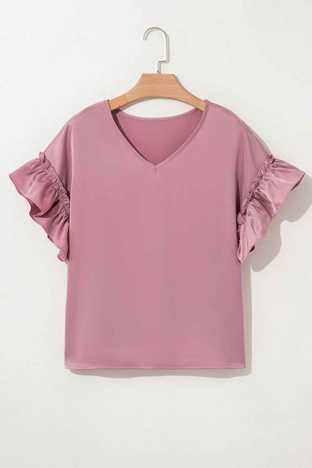 Ruth Satin Ruffle Sleeve Top