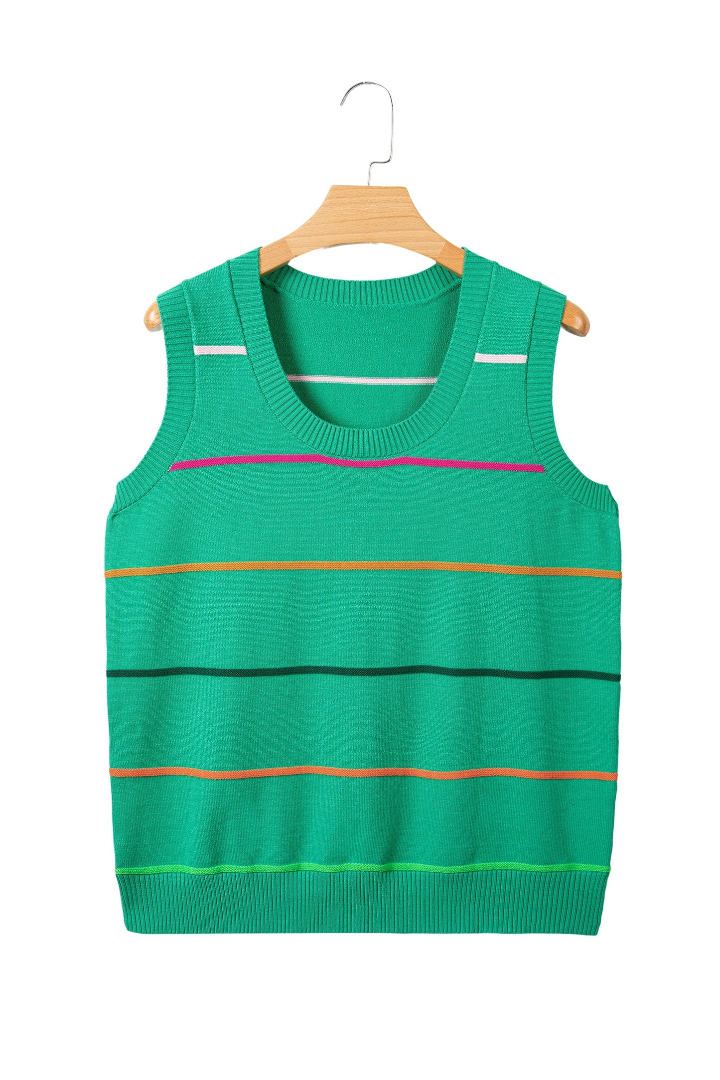 Stripe Round Neck Sleeveless Sweater Tank