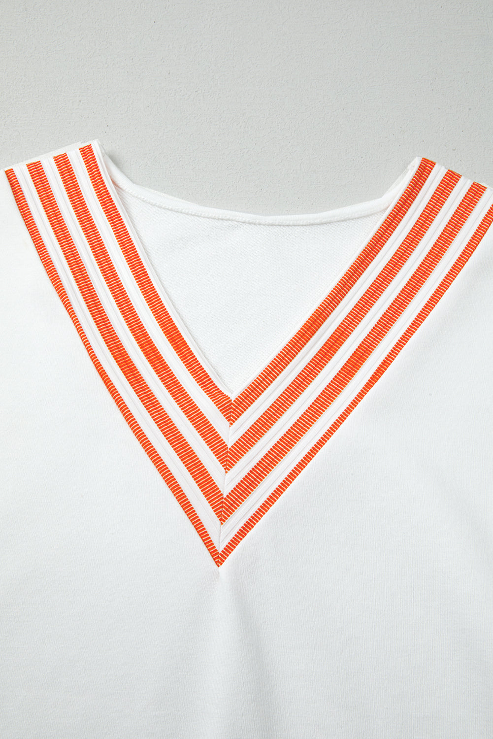 Stripe Patchwork V-Neck Drop Shoulder Top