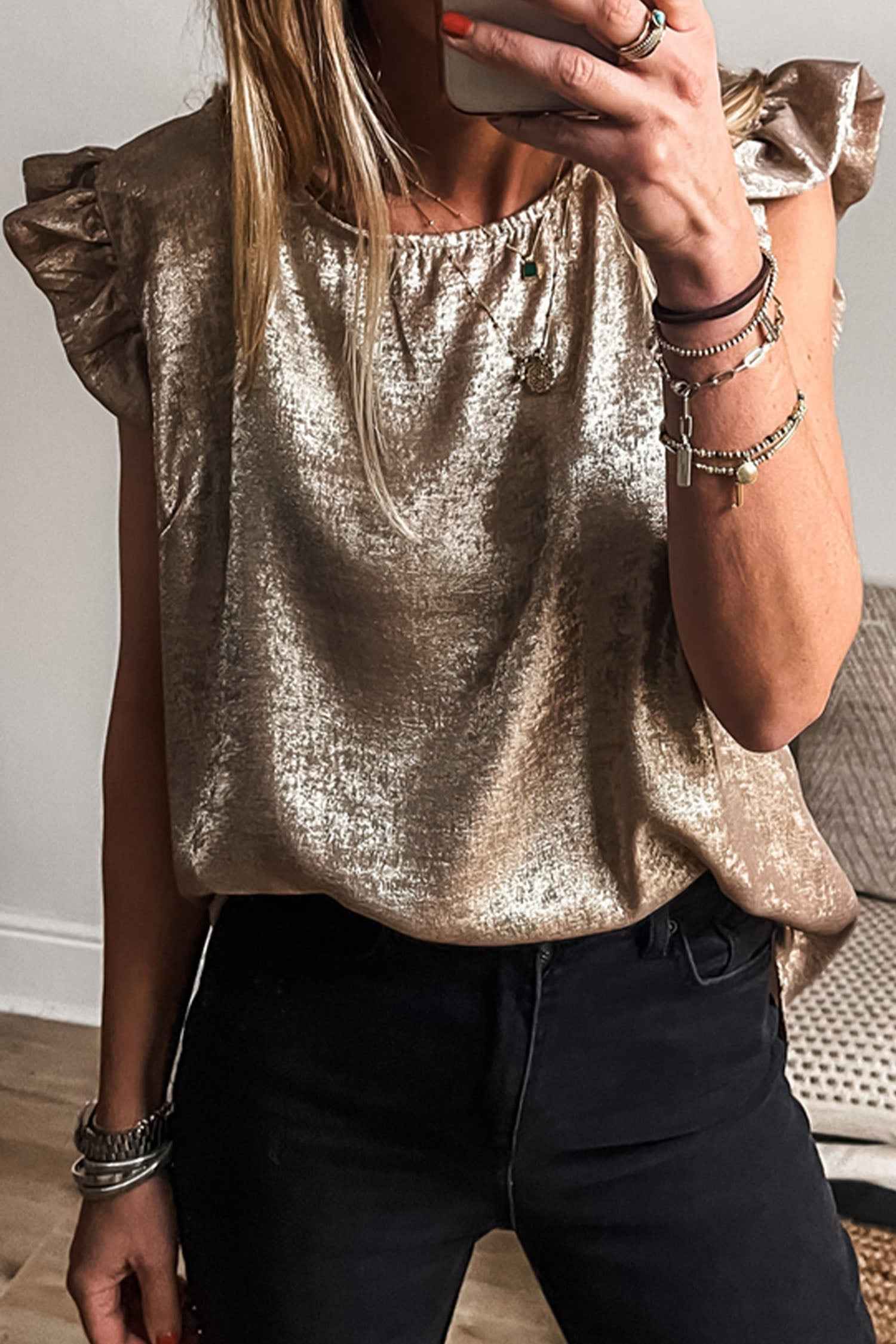 Parker Ruffle Trim Sleeveless Top