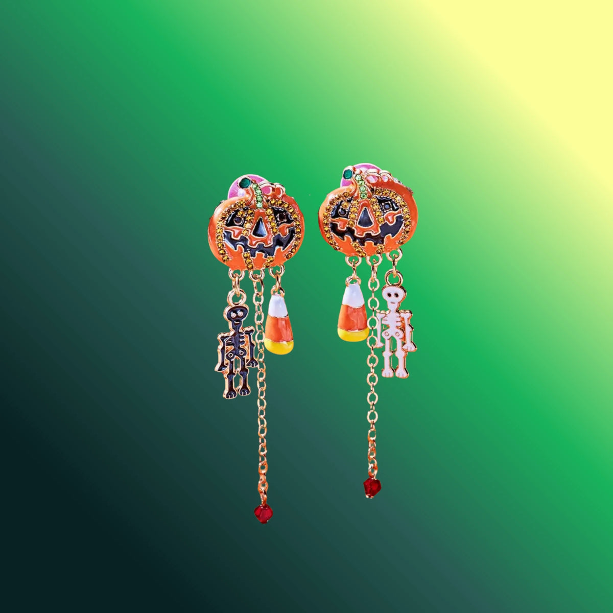 Halloween Pumpkin Drop Chain Earrings