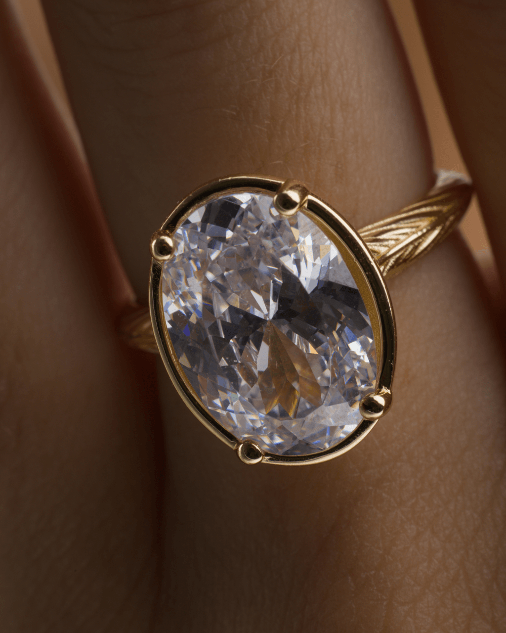 Sterling Silver Oval Cut CZ Cocktail Ring