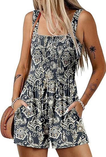 Floral Print Sleeveless Beach Jumpsuit