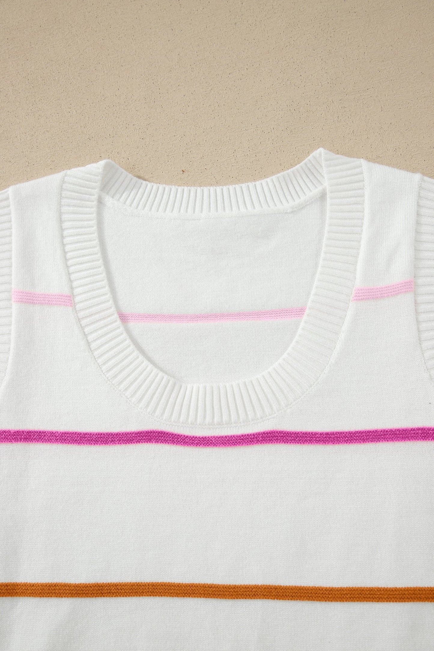Stripe Round Neck Sleeveless Sweater Tank