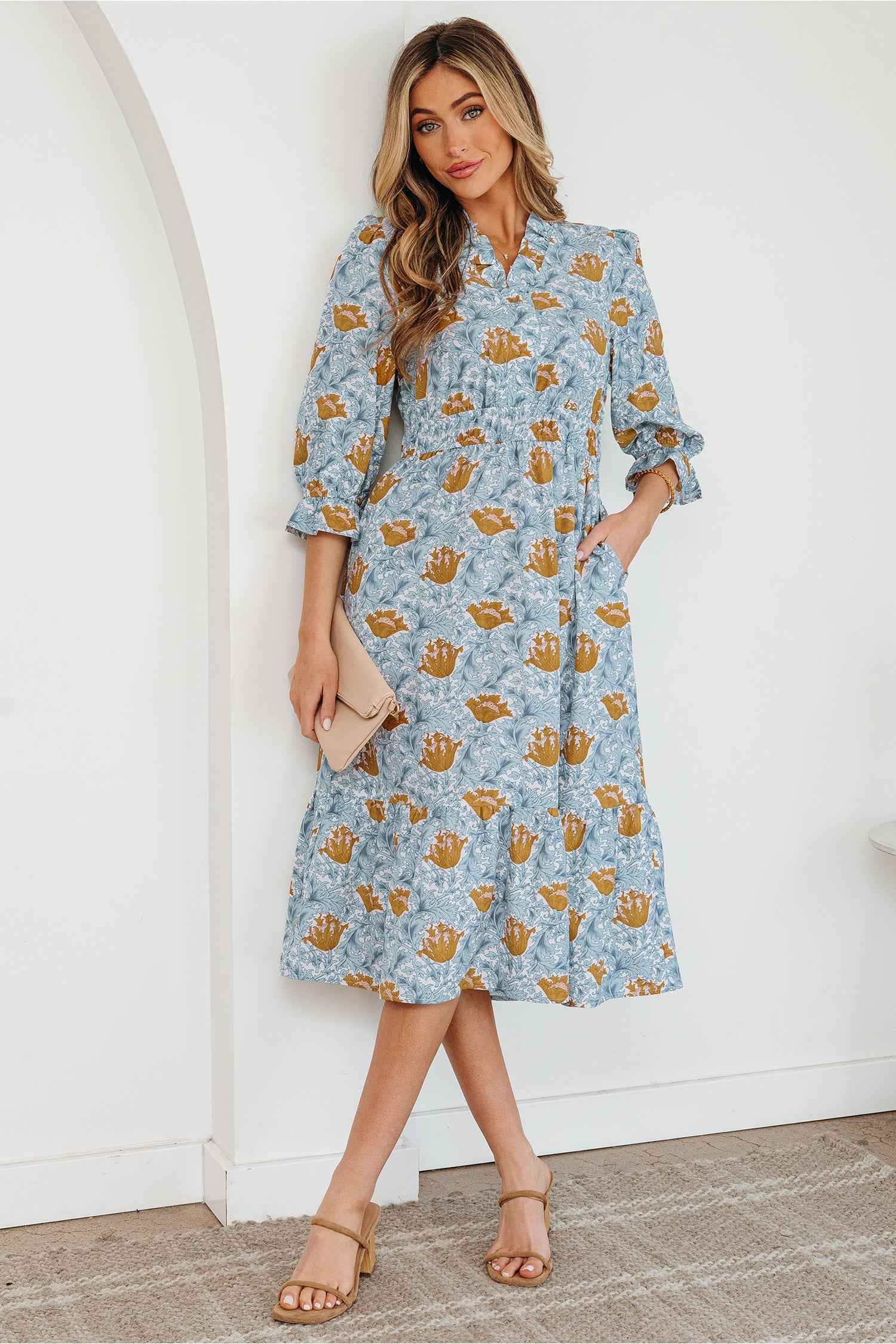 Rosalee Bracelet Sleeve Long Dress