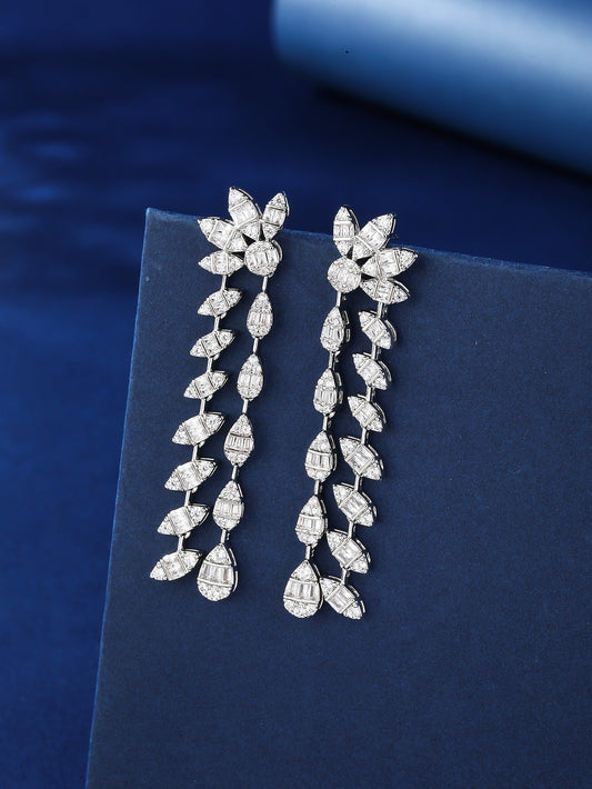 Double chain leaf-shaped earrings 