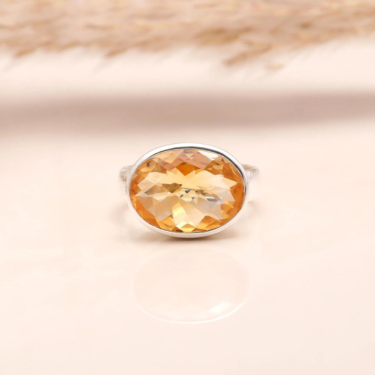 The Artisan Sun: Hammered Band Citrine Ring