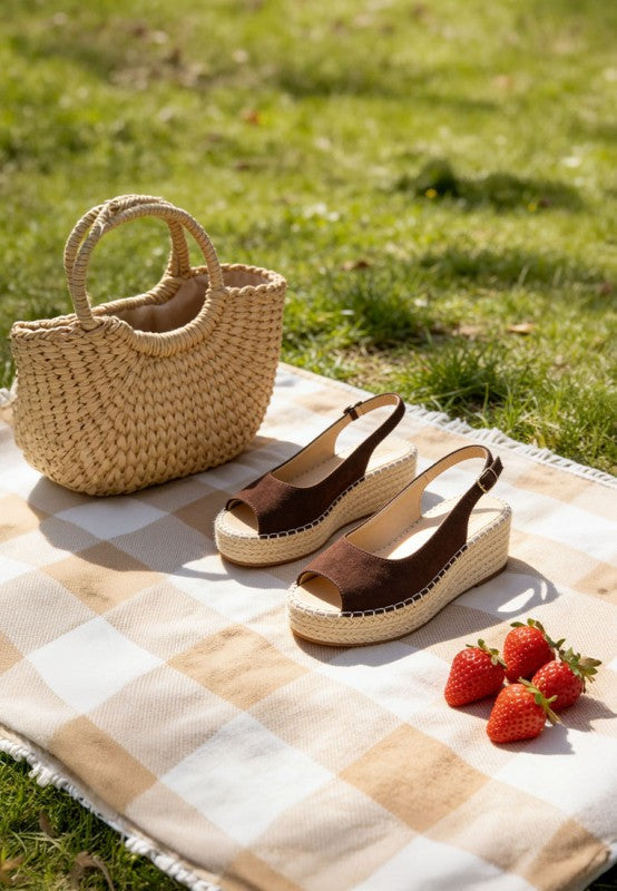 Georna Peep-Toe Espadrille Wedges