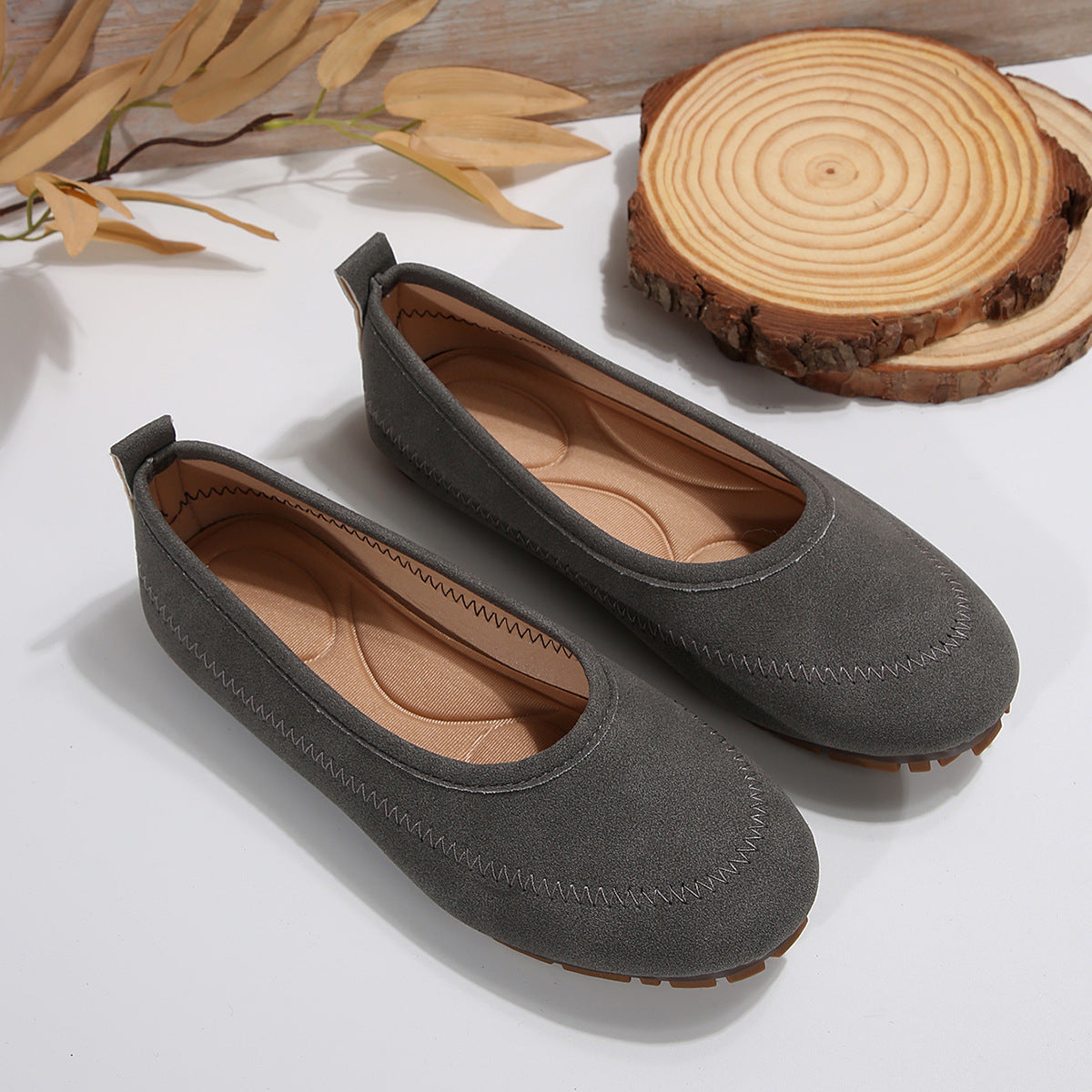 Women’s Low-Cut Round Toe Loafers – Slip-On Flat Casual Shoes