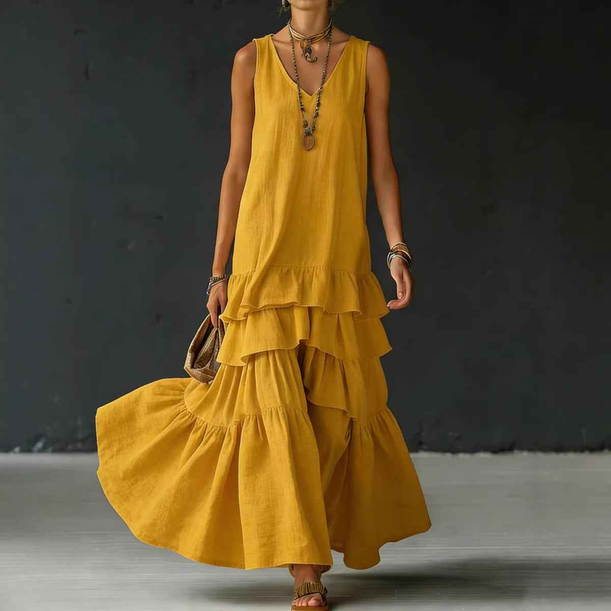 Women's Ice Silk Sleeveless Loose Maxi Dress – 6 Colors S–5XL