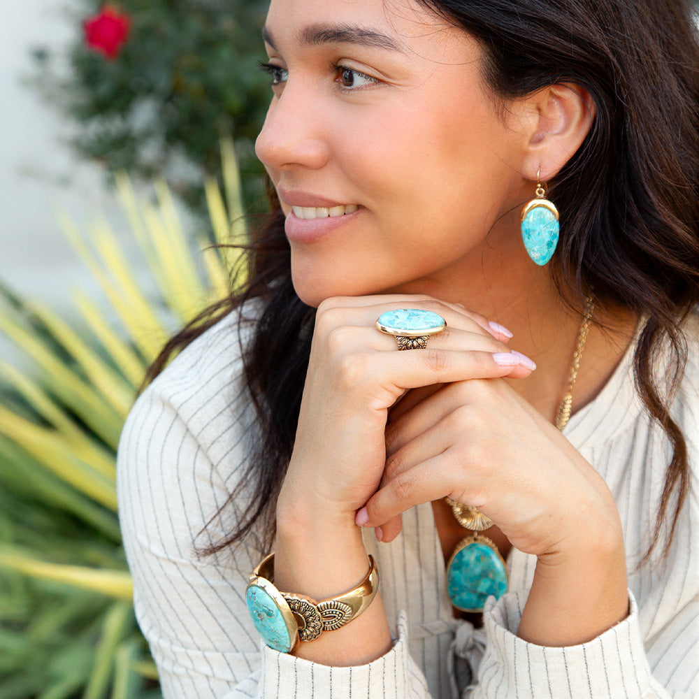 Agave Turquoise and Bronze Statement Cuff Bracelet