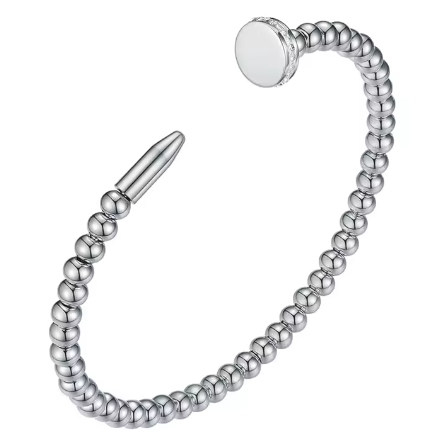 Bead & Nail Cuff Bracelet - Silver