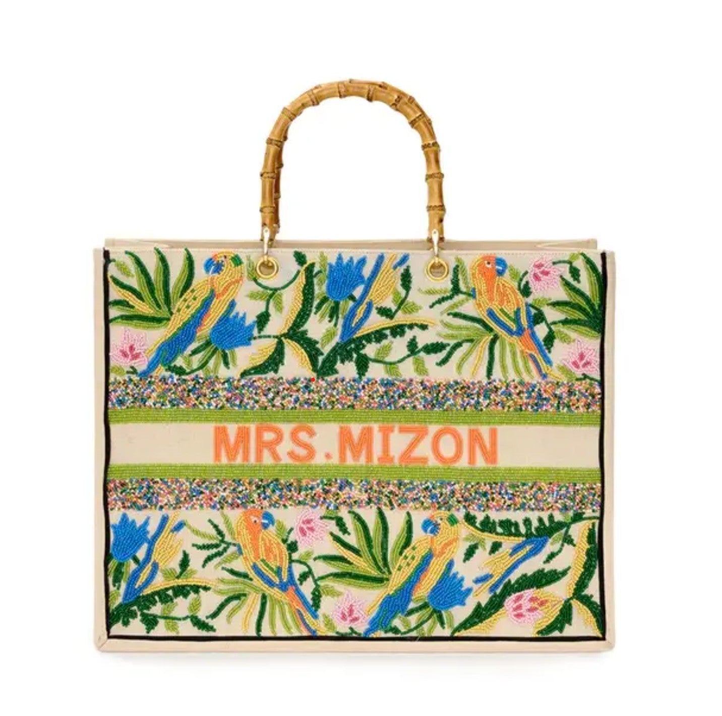 Birds of Paradise Custom Beaded Tote