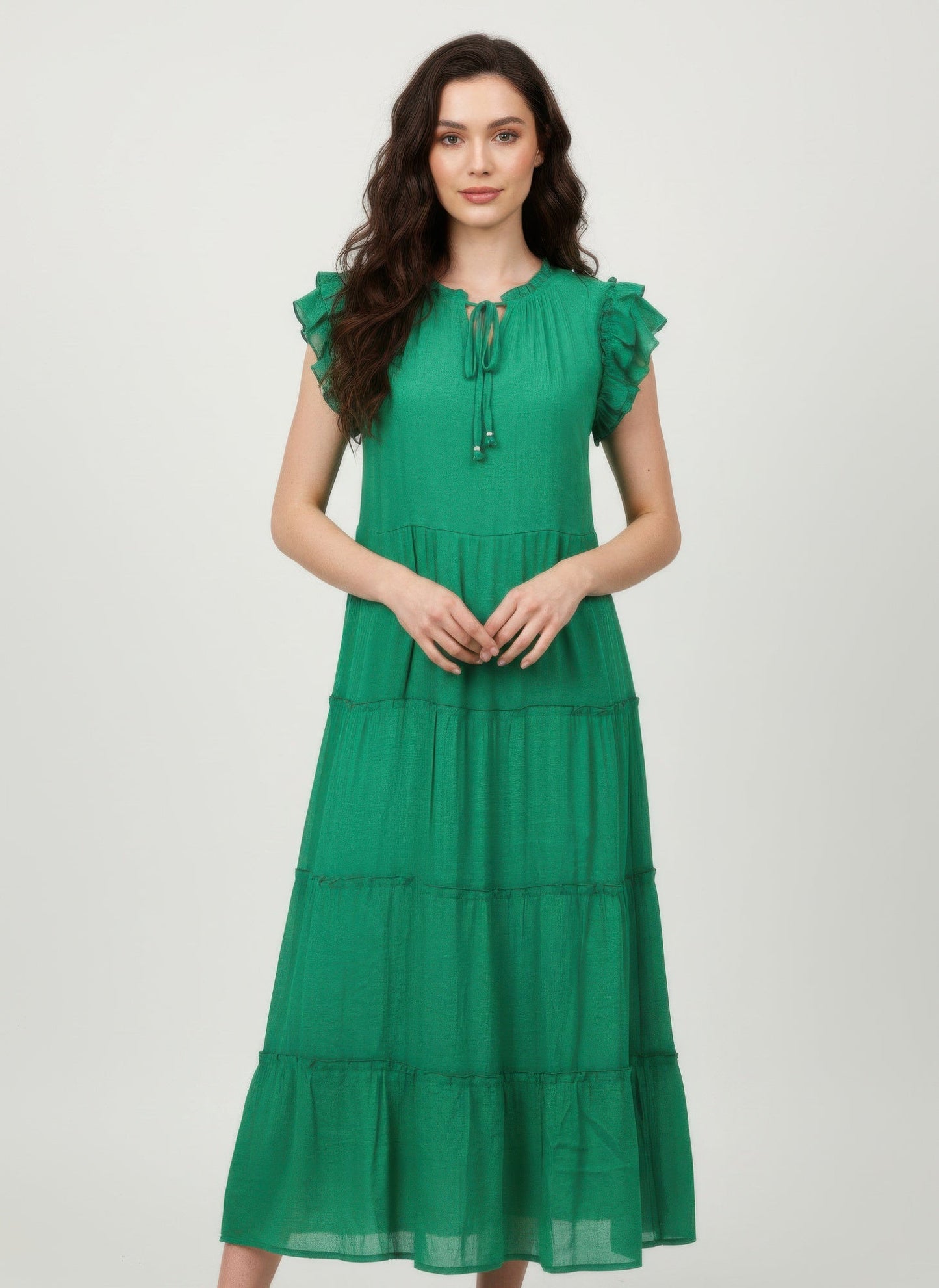 Mlle Gabrielle Solid Cap Sleeve Dress