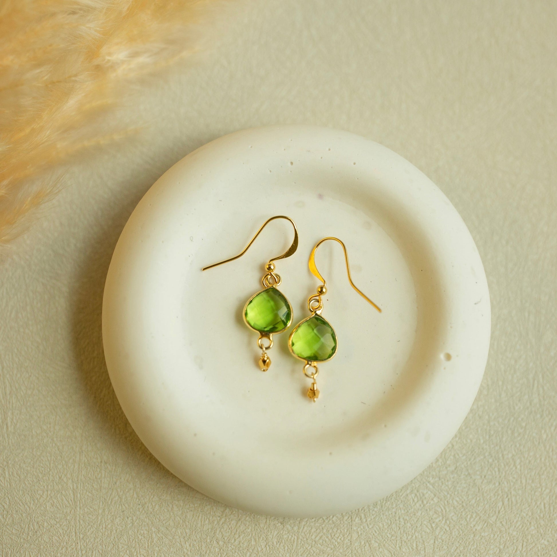 Cute Peridot Ballet Drop Earrings