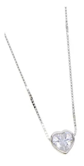CZ Bezel Heart Necklace