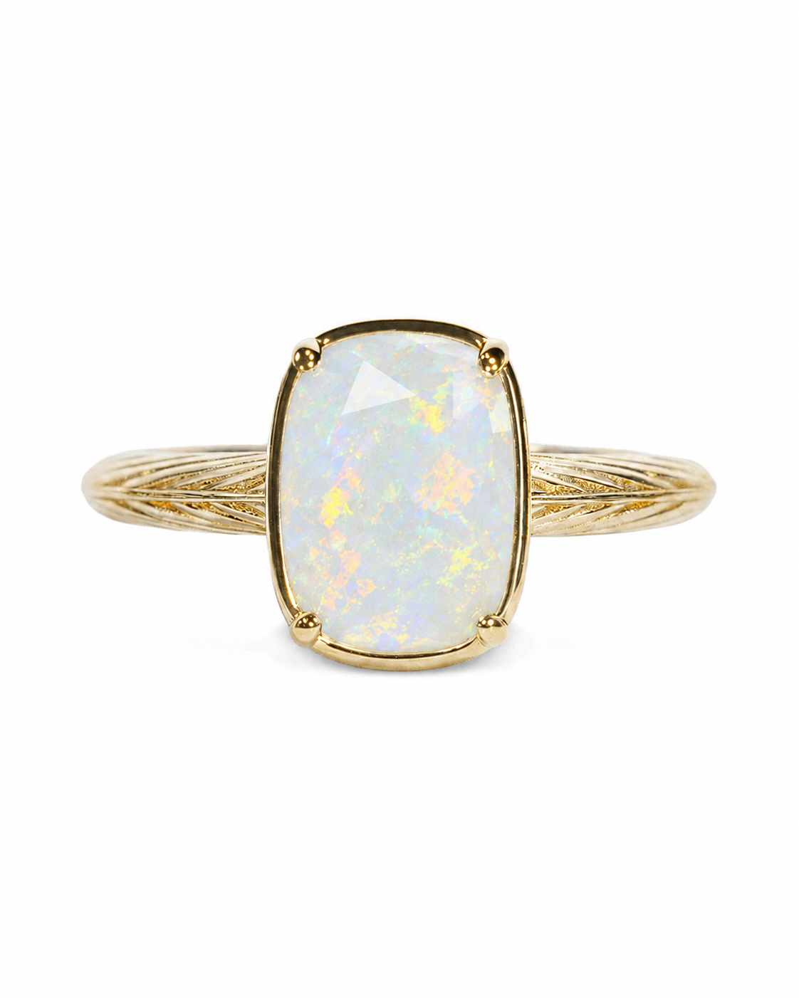 Sterling Silver Mini Opal Elongated Cushion Ring