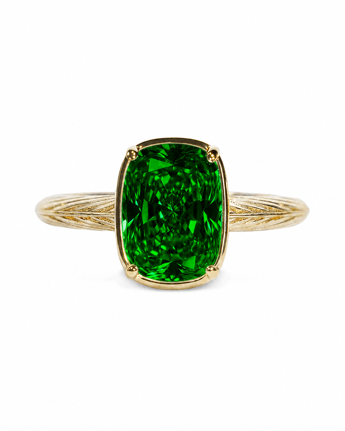 Sterling Silver Mini Emerald Elongated Cushion Ring