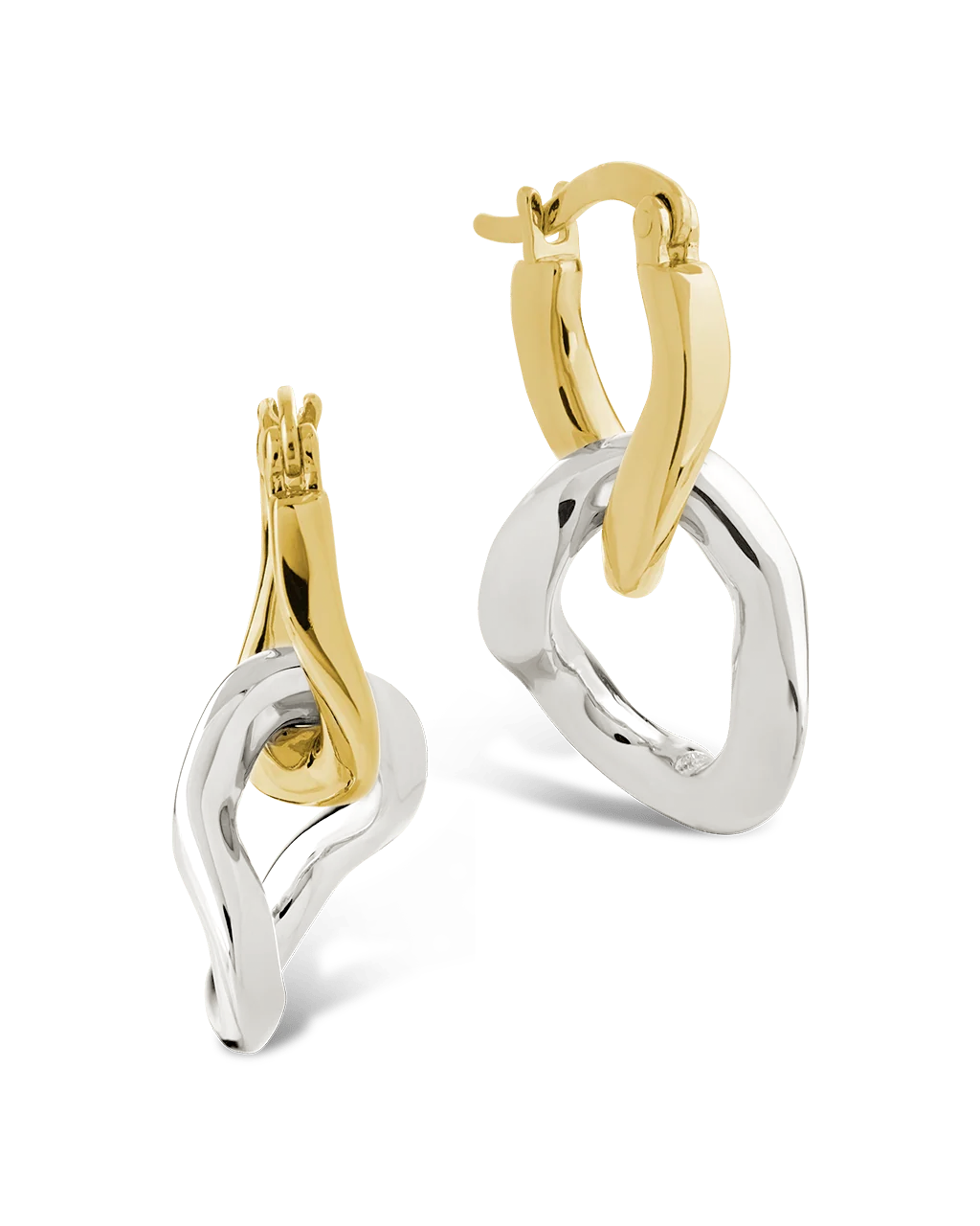 Trudy Dualtone Chainlink Drop Hoops