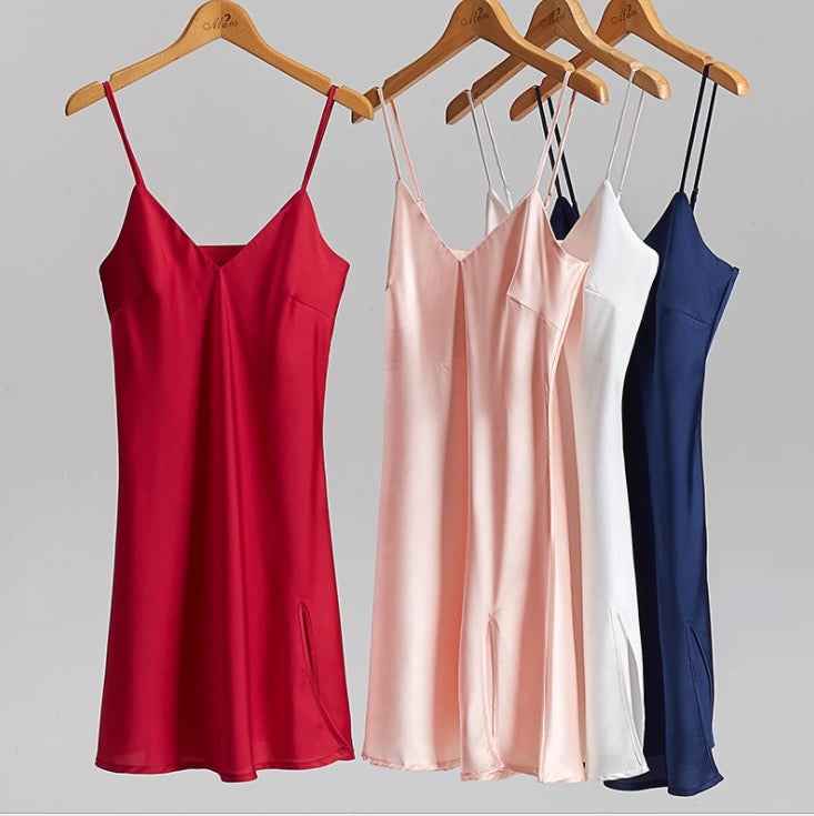 Silky Elegant Night Dress Slips Multicolors - Short