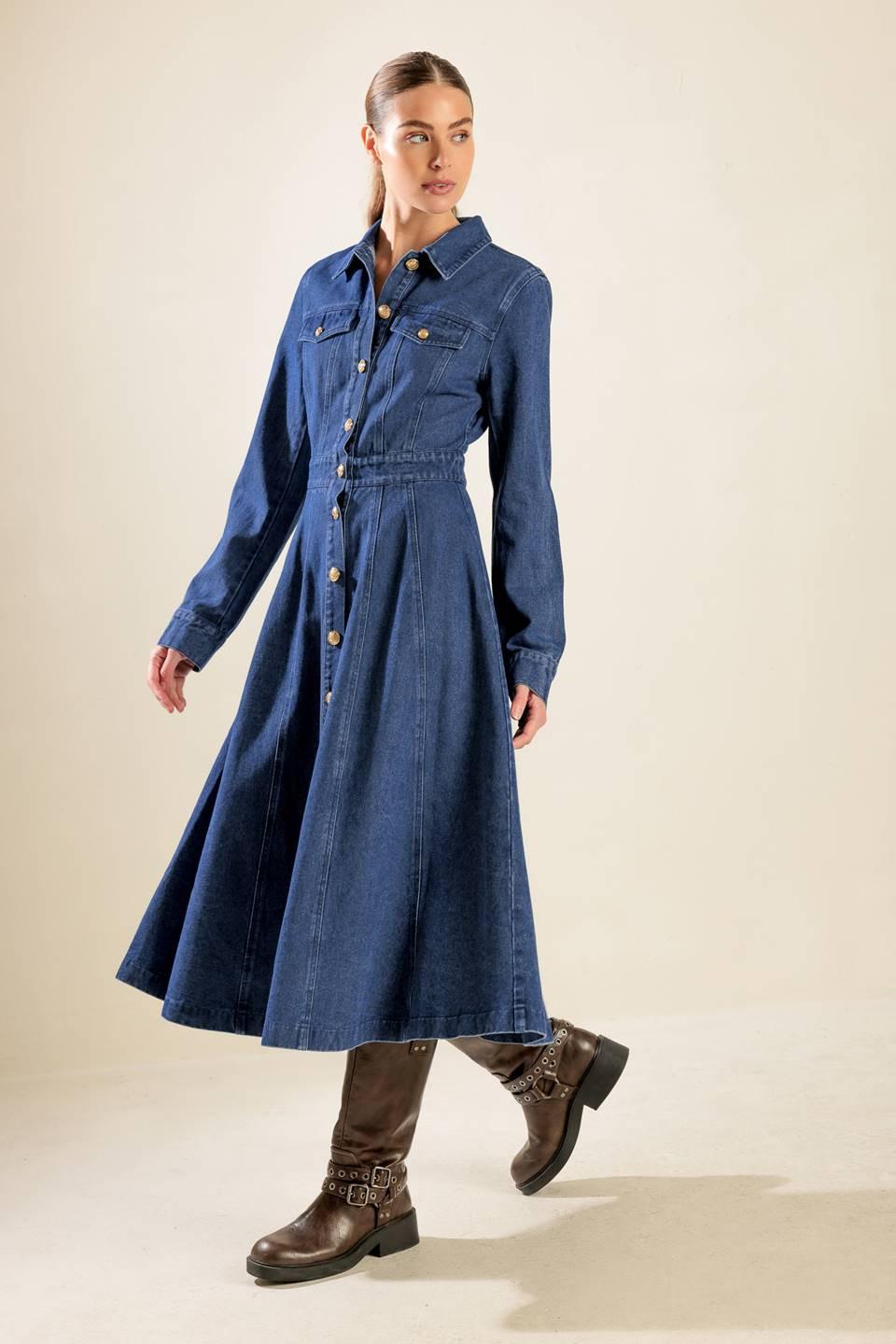 Drifting Thoughts Denim Midi Dress