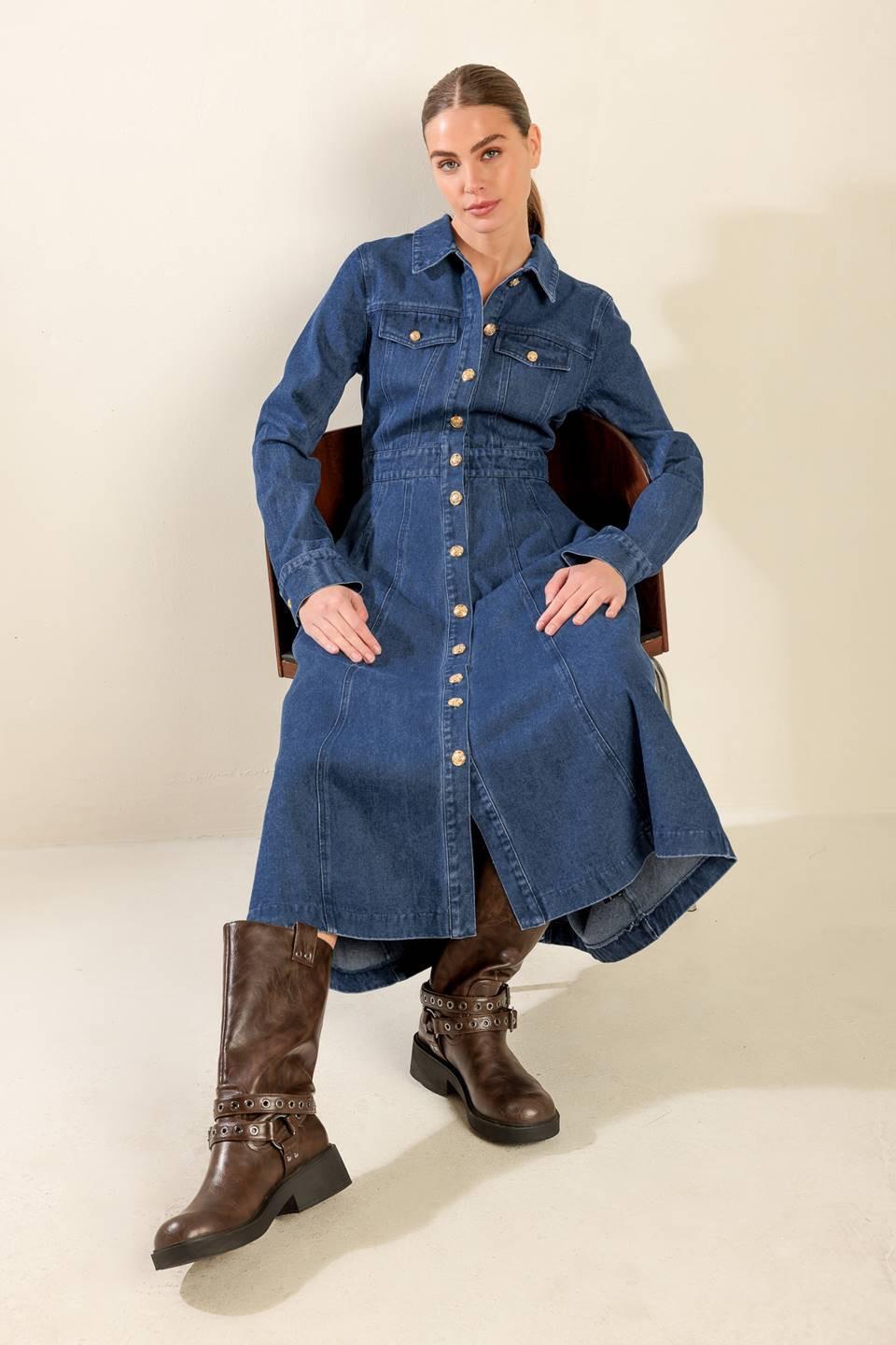 Drifting Thoughts Denim Midi Dress