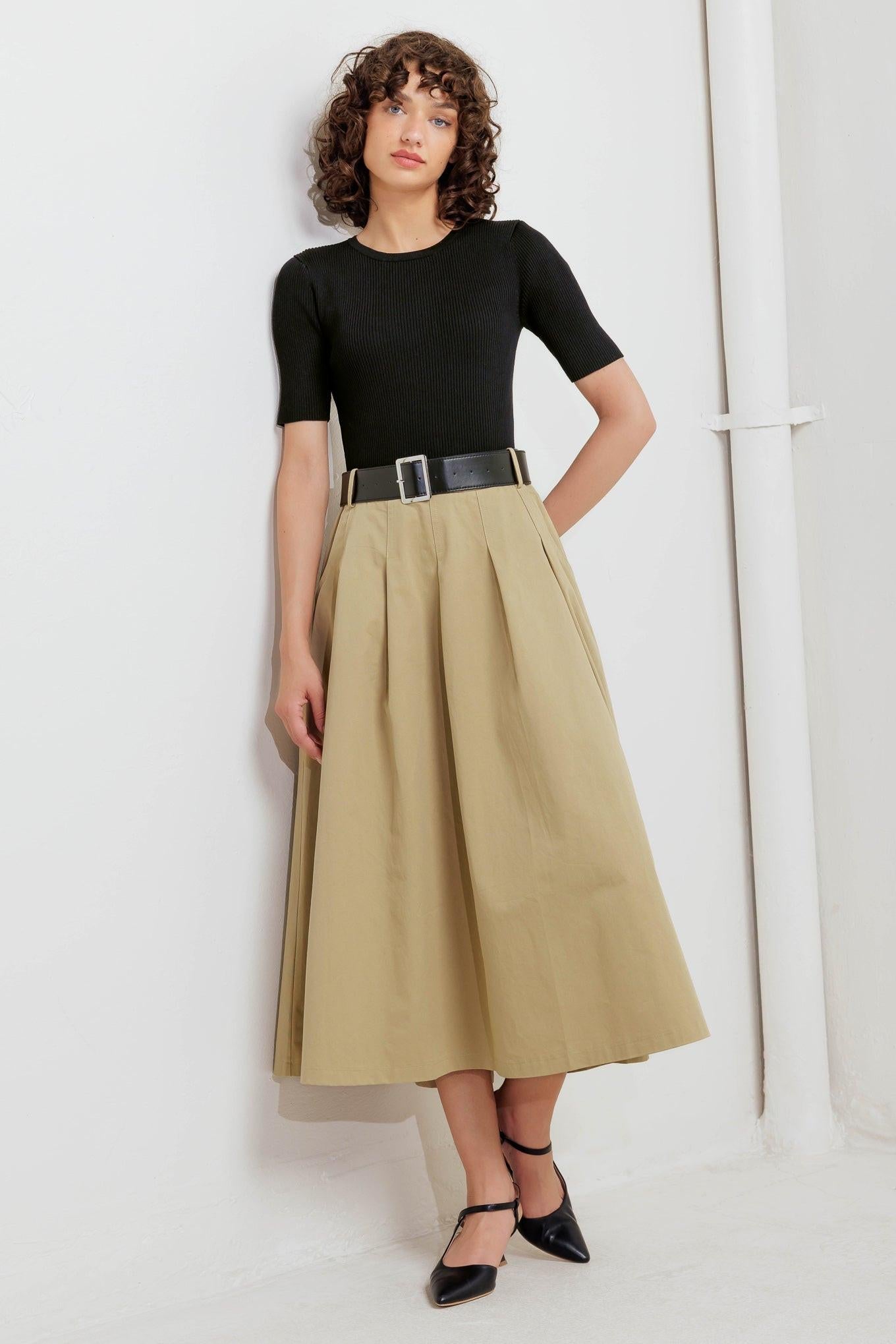 Sculpted Grace Sweater Top and Skirt Set