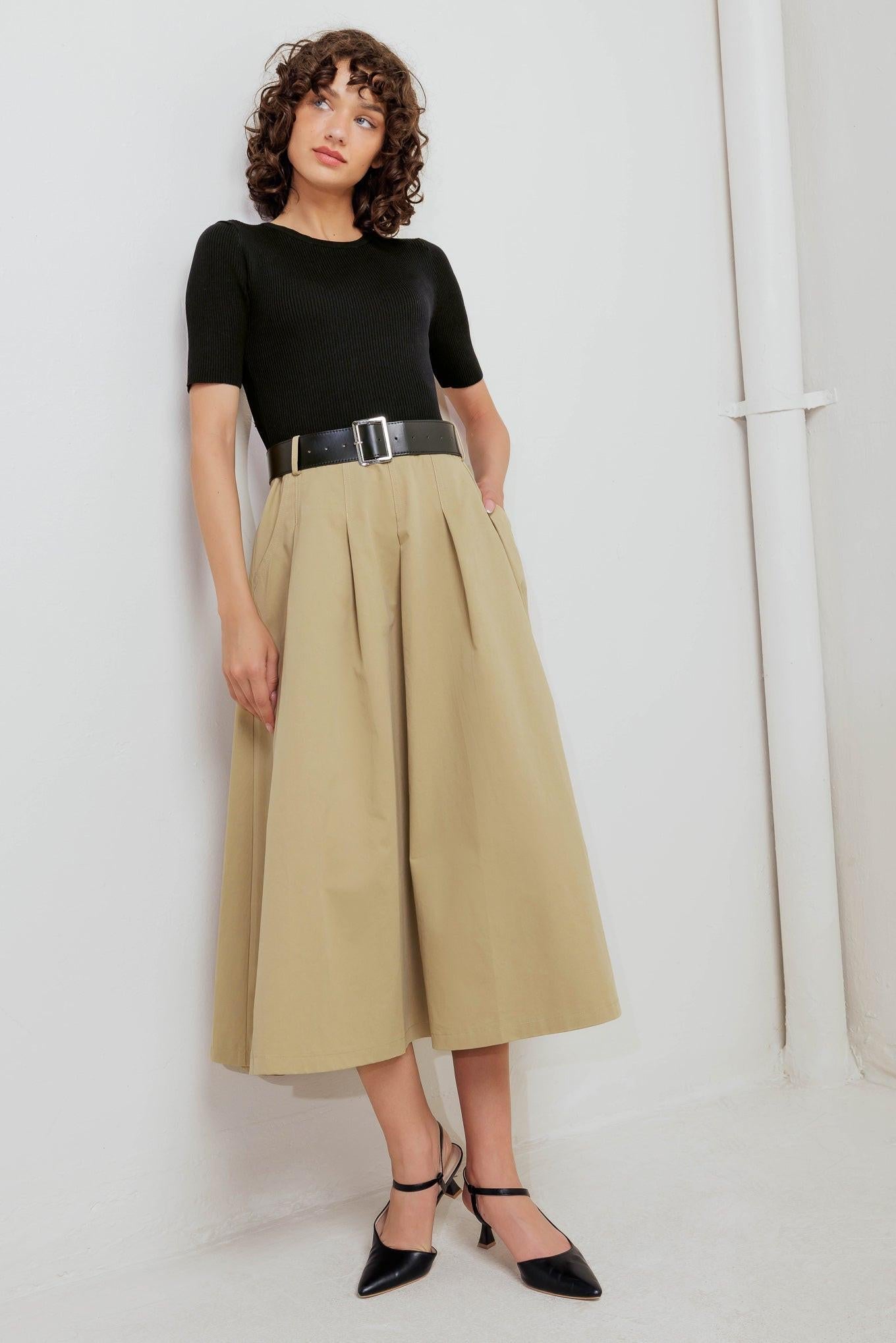 Sculpted Grace Sweater Top and Skirt Set