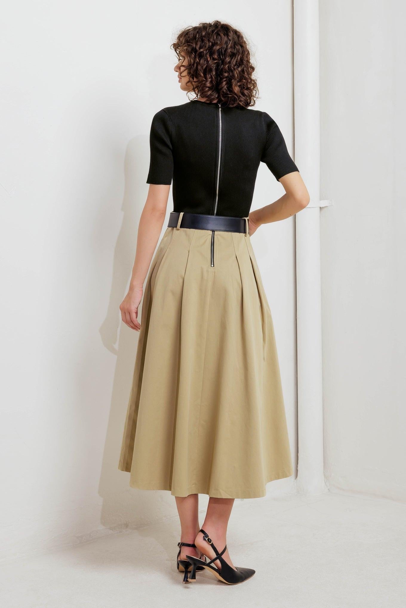 Sculpted Grace Sweater Top and Skirt Set