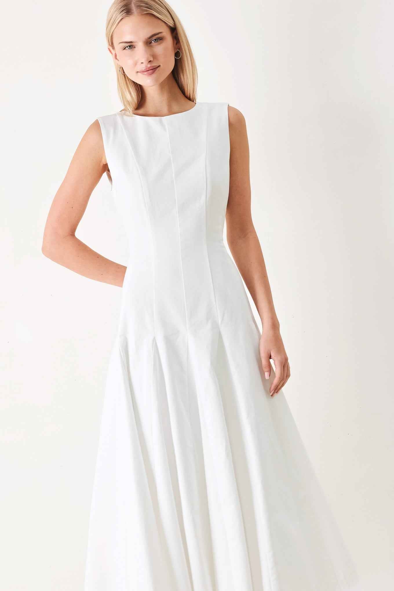 REFINED BEAUTY WOVEN MIDI DRESS