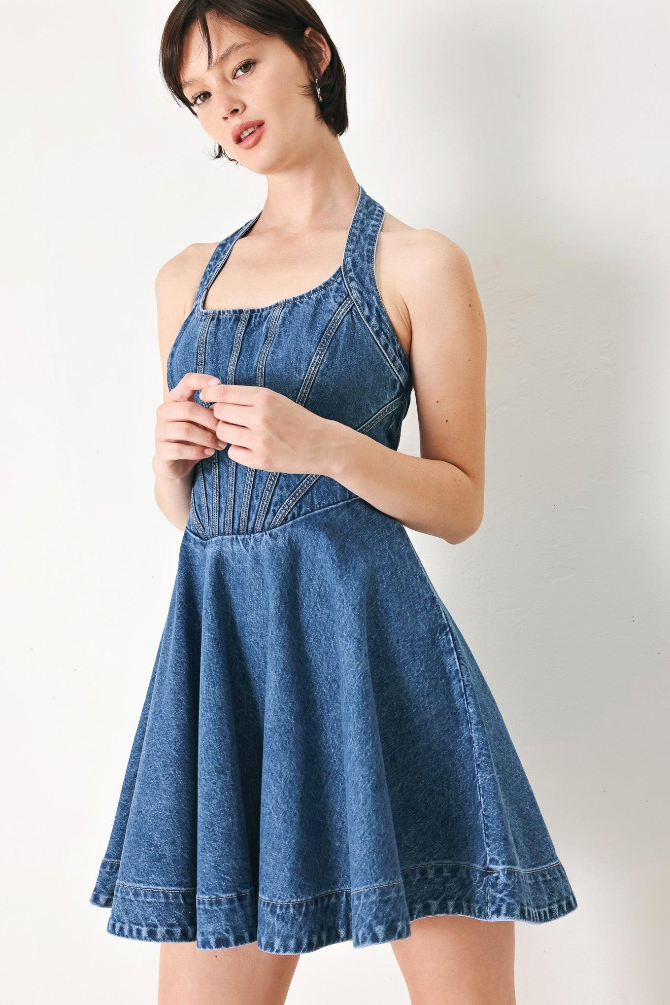 VINTAGE SHAPE DENIM MINI DRESS