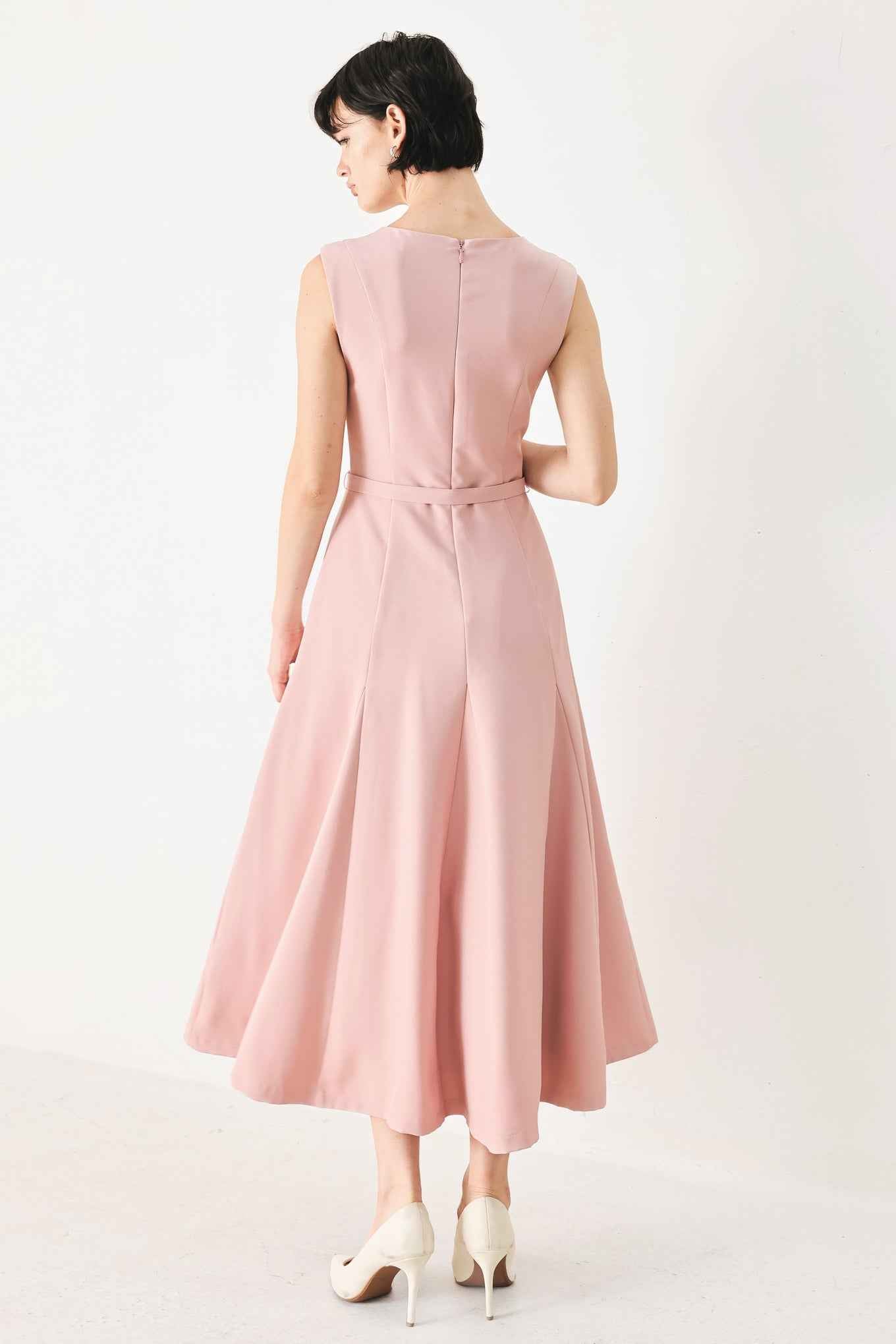 CALM AFTERGLOW BLUSH WOVEN MIDI DRESS