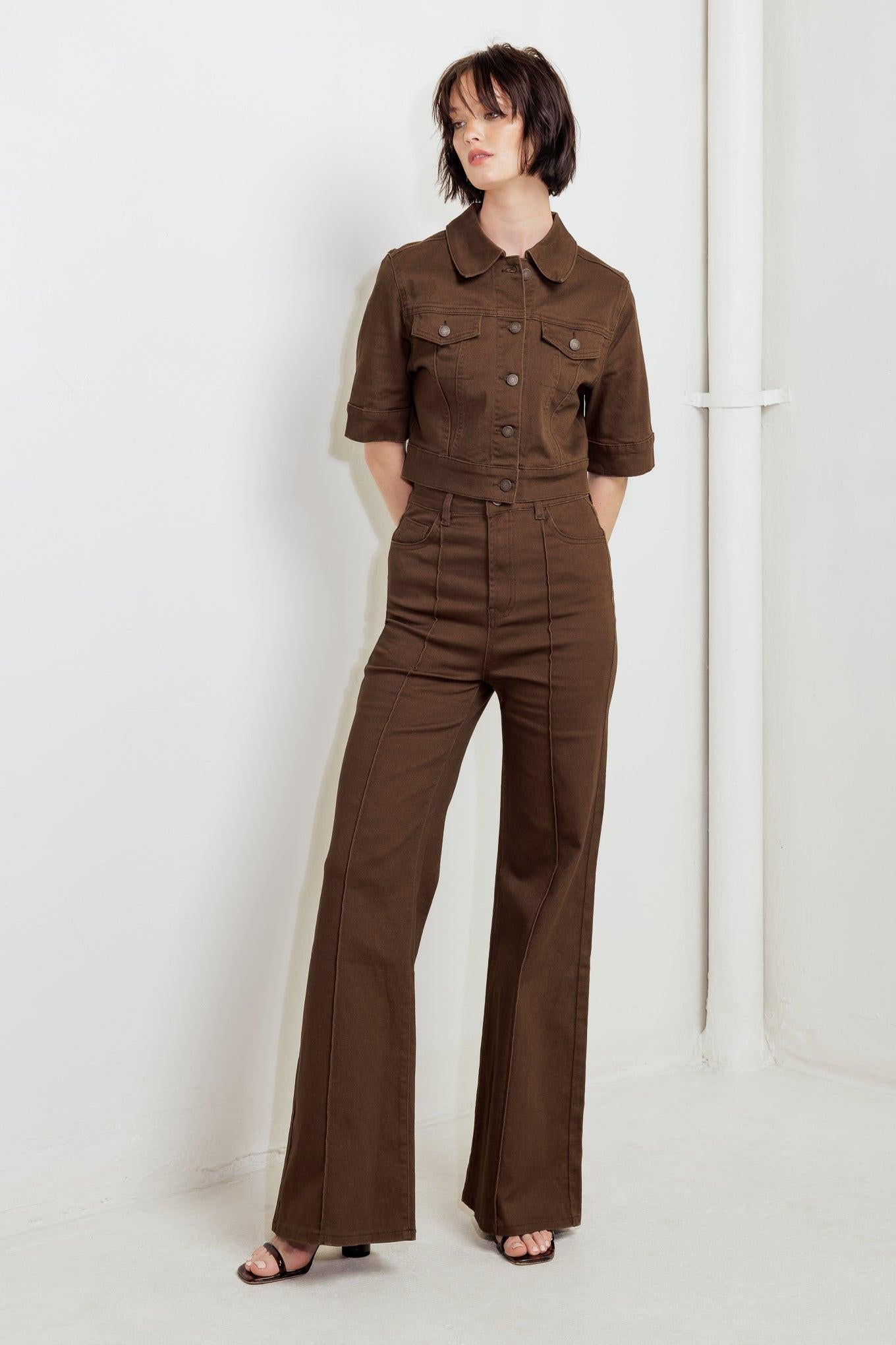EFFORTLESS EDGE BROWN TWILL JACKET
