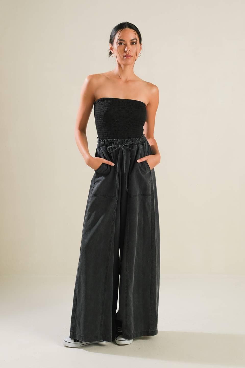 Black Tea With You Mix Media Jumpsuit